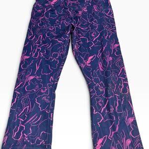 Avia Womens Floral Leggings With Pockets XL 16-18 Pink Blue